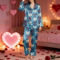 thumbnail image 2 of SJLDQY Valentines Women's Pajamas Set 2 Peice Pjs Set for Women Valentine's Day Bowknot Graphic Long Sleeve Pajama Tops Pants Soft Comfy Homewear Sleepwear Outfits, 2 of 5