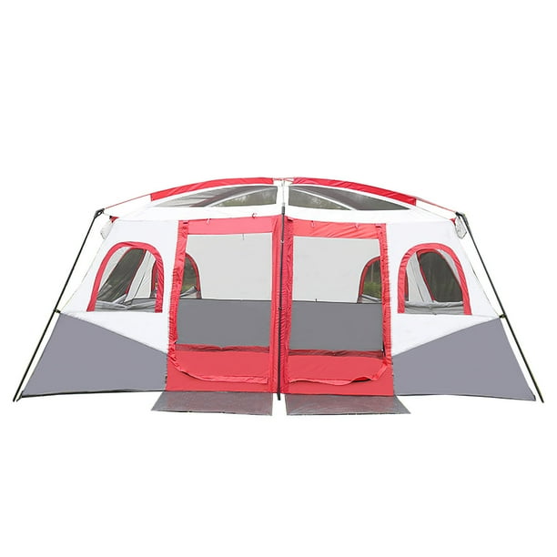 Tienda de campaña familiar para 5-12 personas con 2 habitaciones ilios innova Rojo