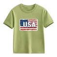 thumbnail image 4 of Jinhomg USA Flag Graphic Tees, Boys Girls Short Sleeves Crewneck Blouse Tops Kids 4Th of July Patriotic Shirts Green 160, 4 of 8
