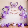 thumbnail image 4 of Set de globos HAUCIAJEIN para 7.º cumpleaños con mariposas, 7 piezas, morado, 4 of 5