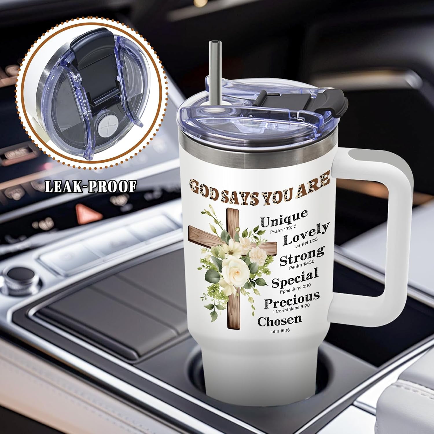 Christian Gifts for Women, Christian Tumbler, Religious Faith Inspirational Gift for Wife Mom, Encouragement Gift, 40 Oz Tumbler with Handle