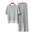 thumbnail image 5 of Conjuntos de Pijama para mujer, Pijamas de algodón Modal, pantalones de manga corta para mujer, ropa de casa de 2 piezas, ropa de dormir informal de encaje, traje de pijama, 5 of 5