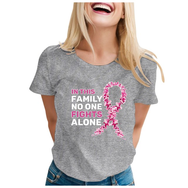 TINZ T-Shirt Imprimé Cancer pour Femmes T-Shirt à Manches Courtes Publicité Internationale T-Shirt de Travail pour Femmes T-Shirts d'Entraînement pour Femmes