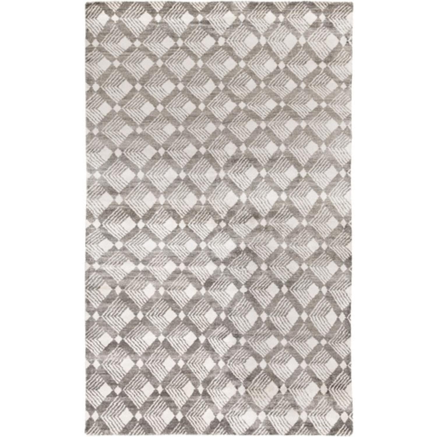 2' x 3' Dark Olive Green and Dove Gray Rectangular Area Throw Rug