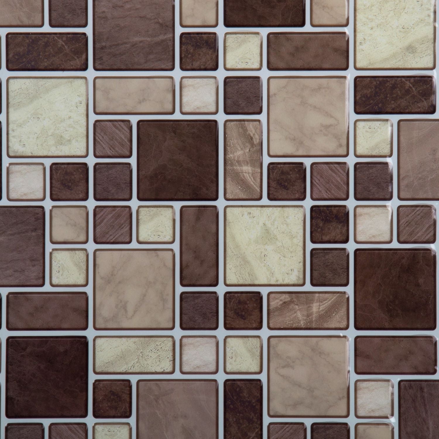 Truu Design Self-Adhesive Multi Square Peel and Stick Backsplash Wall Tiles