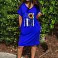 thumbnail image 3 of Wycnly 4th of July Dresses for Women Independece Day Fashion Patriotic Pocket Tunic Tshirt Dresses Short Sleeve V-Neck USA Flag Sunflower Print Summer Knee-Length Formal Dress Blue s, 3 of 4