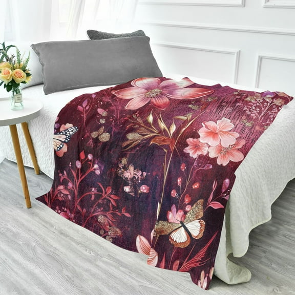 YAZAOO Travel Blanket Camping Blankets Fashion Whimsical Floral Nightscape Patten