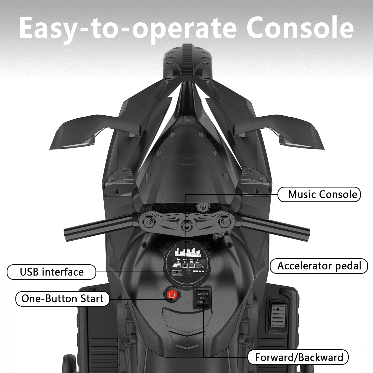 Werseon 12V Motorcycle Ride on Toy for Kids Ages 3+, Rechargeable Motorcycle with LED Light & Training Wheels, up to 90lbs, Black