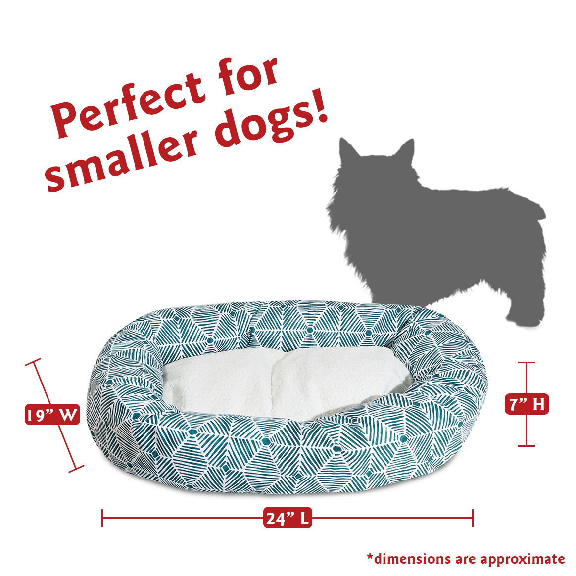 Majestic Pet Charlie Sherpa Bagel Pet Bed For Dogs, Emerald, Small 