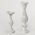 thumbnail image 2 of Contemporary Home Living Set of 2 Antique White Unique Tall Candle Stick Holder, 16.25", 2 of 3