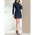 thumbnail image 6 of INSPIRE CHIC Women's Ruffle Crew Neck Long Sleeves Floral Lace Casual Mini Dress M Royal Blue, 6 of 9