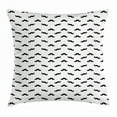 thumbnail image 1 of Mens Throw Pillow Cushion Cover, Hipster Mustache Pattern with Swirled Tips Barber Hairdresser Monochrome Design, Decorative Square Accent Pillow Case, 20 X 20 Inches, Black and White, by Ambesonne, 1 of 2