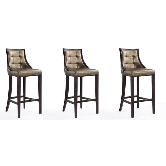 Manhattan Comfort Fifth 31.5" Faux Leather Barstool in Bronze (Set of 3)