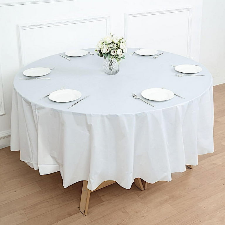 Balsa Circle 84 in White Round Disposable Plastic Tablecloth Table