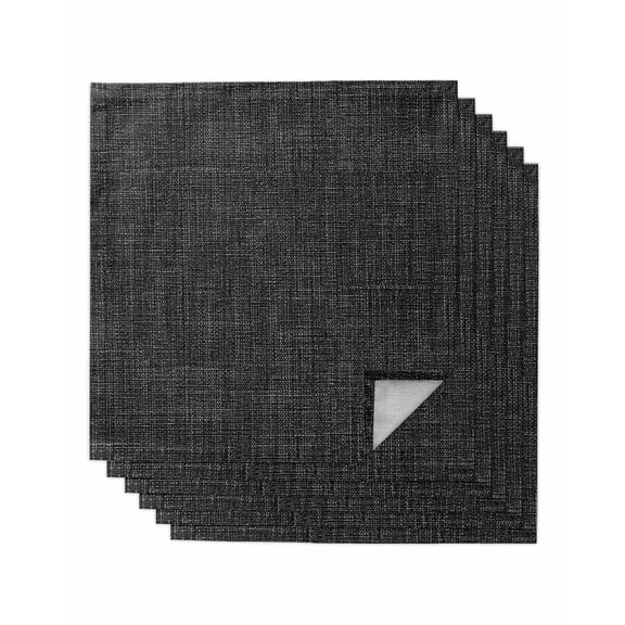 Cloth Napkins Set of 6 - 20x20 Inches, Black Burlap Texture Washable Reusable Table Napkins, Farmhouse Vintage Black Soft & Absortbent Dining Napkin for Party Wedding Hotel Restaurant