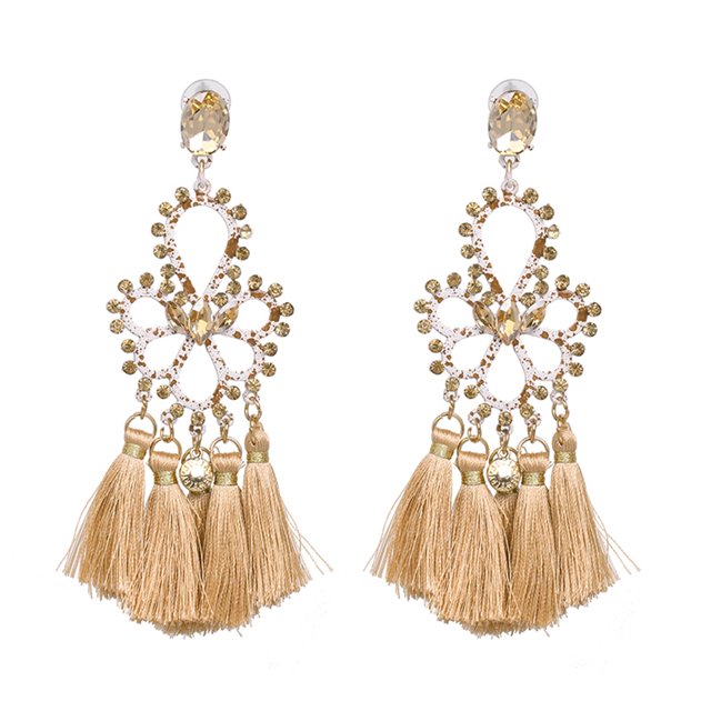 Pendientes de borlas para mujer y niña, aretes de aleación, accesorios de joyería, regalos (marrón)