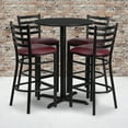 thumbnail image 3 of Flash Furniture Bar Height Table and Stool Set Round Black Laminate Table with X‑Base, 30 inch x 30 inch x 42 inch, Burgundy, 3 of 4