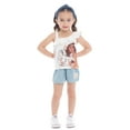 thumbnail image 4 of Moana 2 Toddler Girls Sleevless Ruffle Graphic Tank Top with Pom Pom Trim Shorts, 2-Piece Set, Sizes 12 Months-5T, 4 of 7