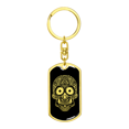 thumbnail image 4 of Calavera Mexican Sugar Skull 23 Keychain Stainless Steel or 18k Gold Dog Tag Keyring, 4 of 7