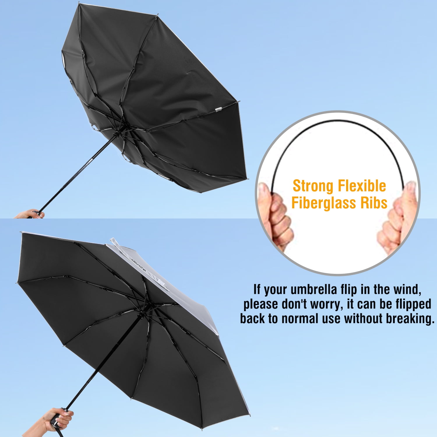 G4Free UPF 50+ UV Protection Large Travel Umbrella 42/46 Inch Auto Open Close Windproof Sun Blocking Umbrella