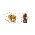 thumbnail image 3 of Adhesivo de pared con forma de girasol, bicicleta, niña, mariposas, PVC, 74 x 156 cm, 3 of 4