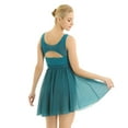 thumbnail image 3 of Jizyo Women V-Neck Chiffon Ballet Dance Dress Gymnastics Leotard Dress Lyrical Dance Costumes Green M, 3 of 7