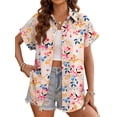 thumbnail image 3 of Fantaslook Hawaiian Button Down Shirts for Women Casual Short Sleeve Floral Print Blouses Summer Tops, 3 of 10
