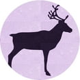 thumbnail image 1 of Ahgly Company Machine Washable Indoor Round Transitional Purple Flower Purple Area Rugs, 5' Round, 1 of 7