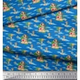thumbnail image 3 of Soimoi Blue Japan Crepe Satin Fabric Palm Tree & Girl Beach Print Fabric by the Yard 42 Inch Wide, 3 of 3