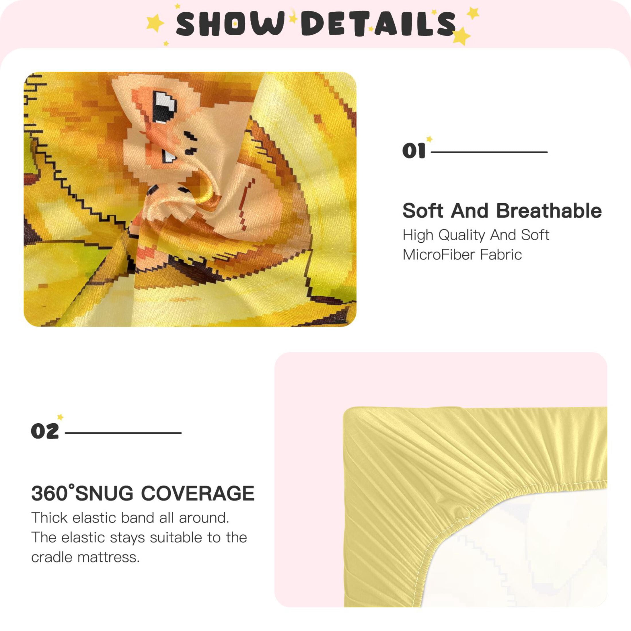 Baby Essentials 52”x 28”- Standard Cotton-like Modal Elastic- Monkey Pattern Design Crib Sheets for Newborns and Toddlers