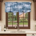 thumbnail image 6 of Modern Blue Curtain Valances for Windows, Kitchen Valance Window Treatments Panel 2 Pack, Vintage Abstract Art Contemporary Rod Pocket Short Curtains for Bathroom Bedroom 42 x 12 Inch, 6 of 8