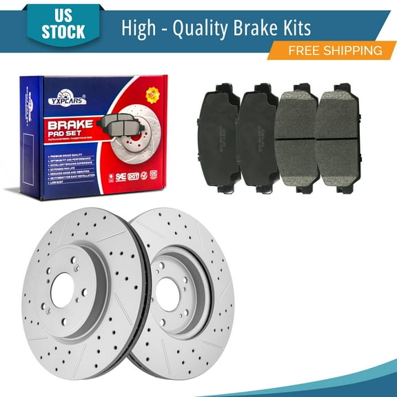 YXPCARS 6PCS Front Brake Kits, Drilled & Slotted Brake Rotors (120.40096)   Ceramic Brake Pads Kit for 2017-2023 Honda CR-V 2023 HR-V (982124 2036)