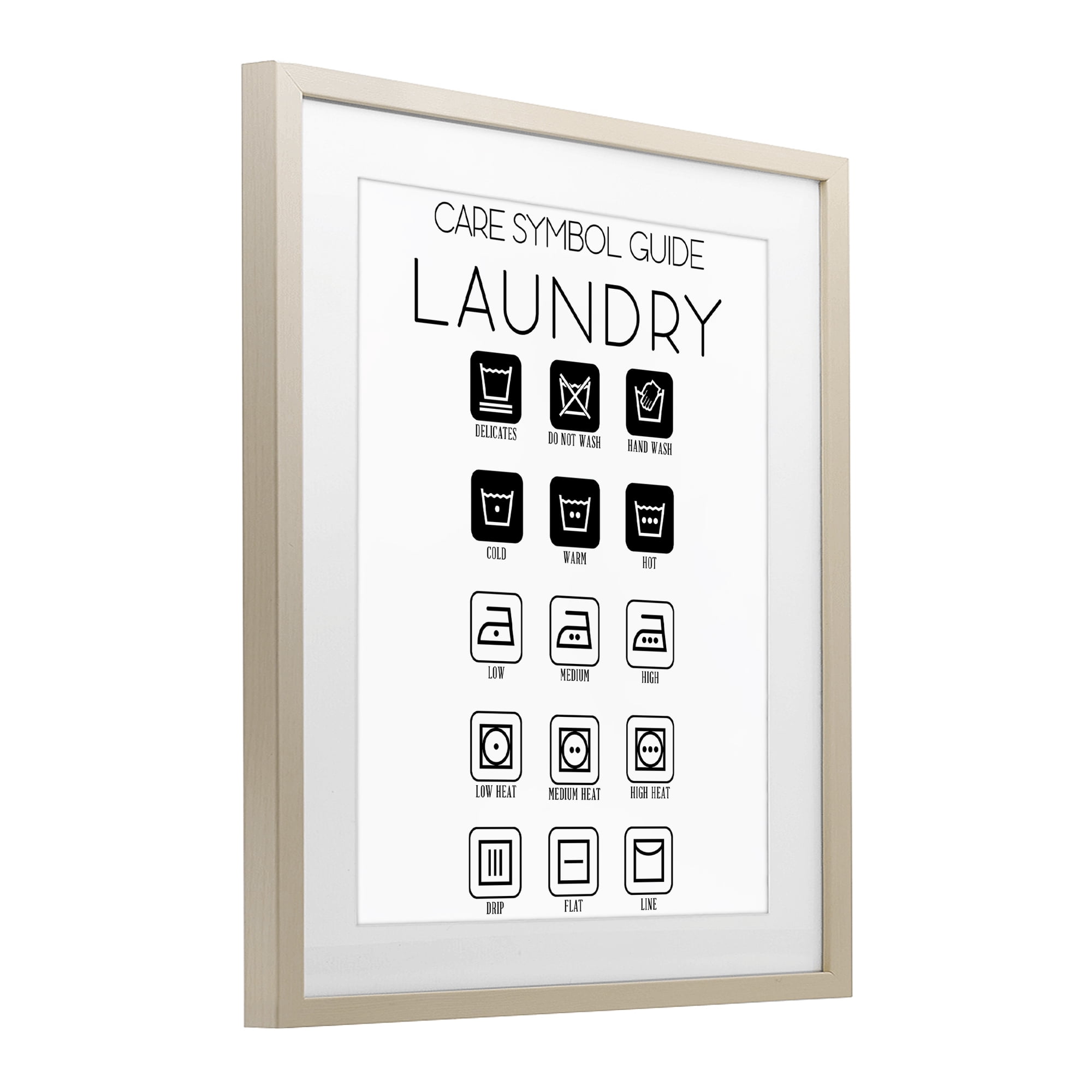 Stupell Industries Laundry Care Symbol Guide Birch Framed Print Under Glass, design by SD Graphics Studio