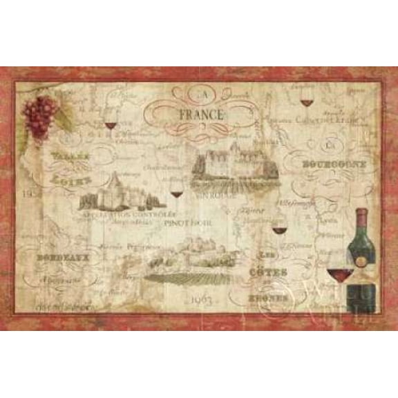 Wine Map Canvas Art - Daphne Brissonnet (24 x 36)