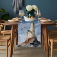 thumbnail image 2 of Beach Lighthouse Table Runner - 90 Inch Long, Kitchen Dining Table Runner Dresser Scarves, Coastal Ocean Sky Birds Oil Painting Farmhouse Decor for Coffee Tables Wedding Party Banquet, 2 of 8