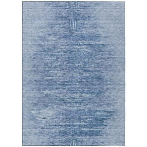 HomeRoots 587636 9 x 12 ft. Abstract Washable Indoor & Outdoor Rectangle Area Rug, Denim Blue & Sky Blue