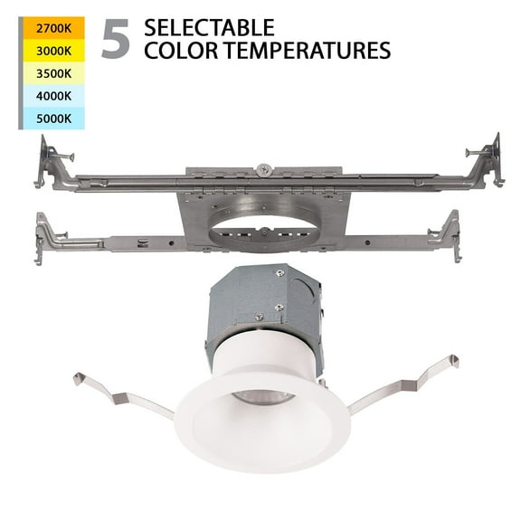 WAC Lighting Pop-in 4" Round LED 5-CCT New Construction Recessed Kit in White