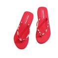 thumbnail image 1 of asdoklhq Women's Slippers,Women Summer Daisy Shoelace Flip Flops High Heel Platform Shoes Beach Shoes, 1 of 9