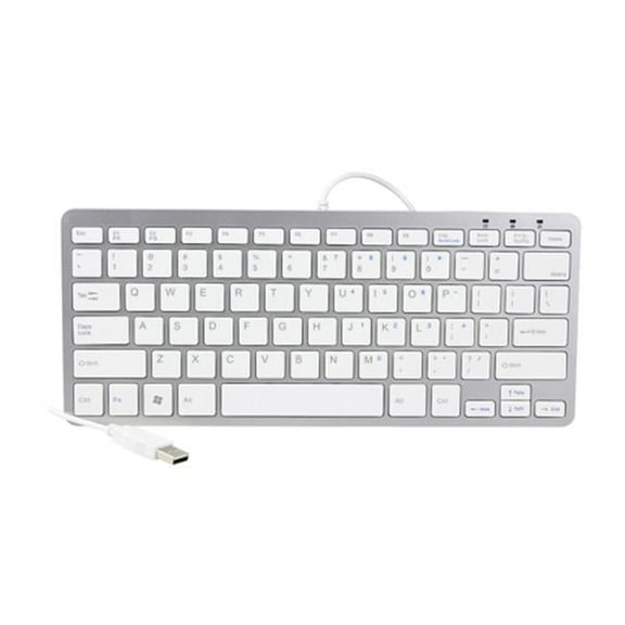 IKKEGOL 10085W Mini USB Slim Wired 78 Key Small Super Thin Compact Keyboard, Silver