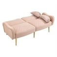 thumbnail image 4 of Velvet Loveseat Sofa Couch with Adjustable Backrest,Upholstered Accent Sofa with 2 Bolster Pillows and Metal Legs,Living Room Sofa Couch for Small Space Office,Pink, 4 of 7