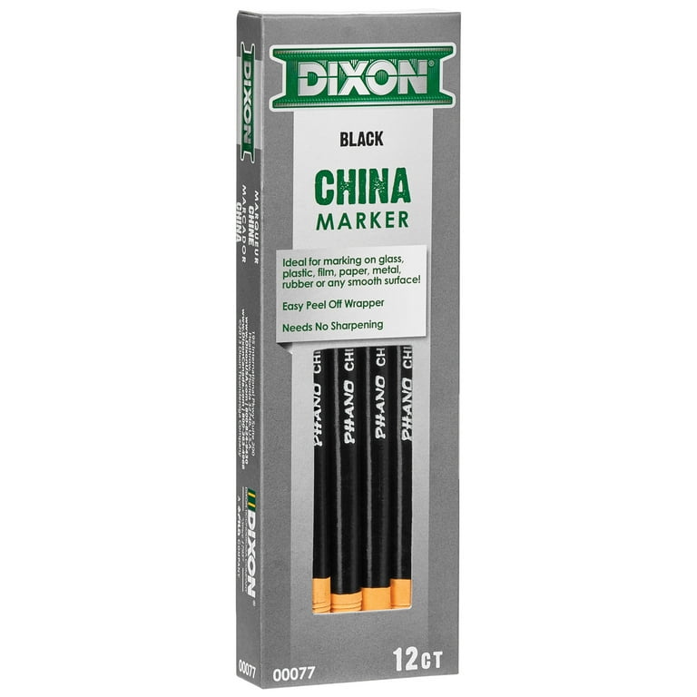Dixon Industrial Phano Non-Toxic China Markers, Black, 12