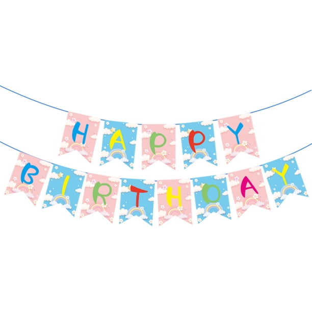 Pancarta de feliz cumpleaños, guirnalda colorida de banderines de cumpleaños, adecuada para decoraciones suaves de fiesta de cumpleaños de arcoíris