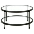 thumbnail image 3 of Evelyn&Zoe Inez 32" Wide Round Coffee Table with Glass Shelf in Blackened Bronze, 3 of 8