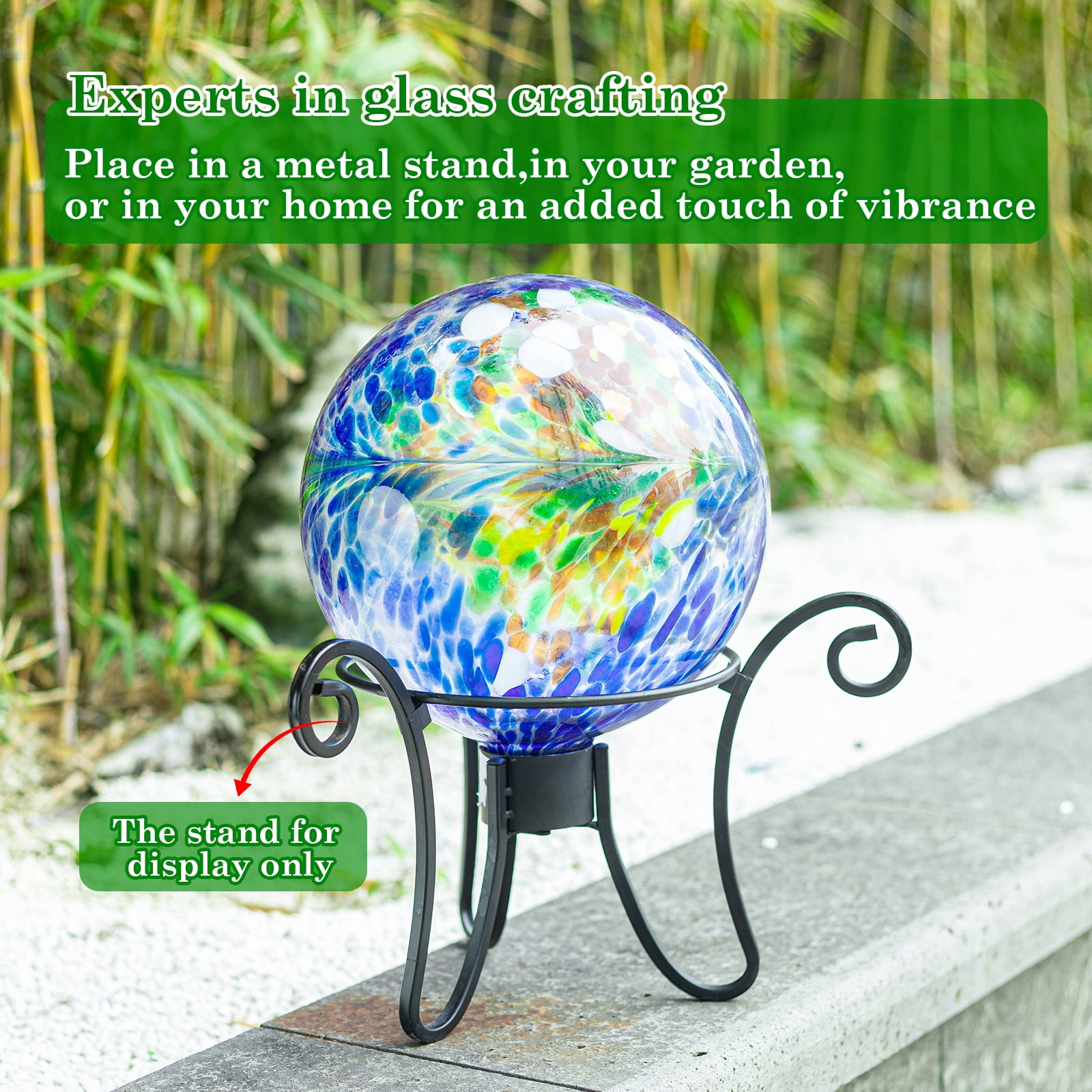 MUMTOP Gazing Ball 10 inch Colorful Glass Gazing Ball for Garden Decor
