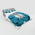 thumbnail image 2 of Ambesonne Fish Bedding Set 4 Pcs, Toothy White Shark Smiling, Queen, Pale Grey Petrol Blue, 2 of 2