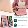 thumbnail image 3 of REQO Compatible with Google Pixel 4 Wallet Case Tempered Glass Screen Protector and Zipper Retro Leather Flip Cover Card Holder Stand Cell Accessories for Pixel4 Pixle Four Women Men Rose Gold, 3 of 7