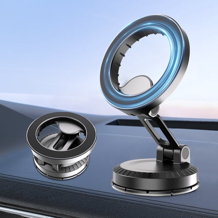 FAMOO Mag-safe phone Holder for Car, Dashboard car Phone Holder for iPhone, Compatible for Mag-Safe Car Mount, Rotate 360 Degrees, Fit for iPhone & Android, Black