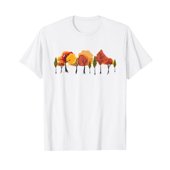 Autumn Leaves Nature Botanical Forest Thanksgiving Fall White T-Shirt