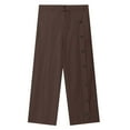 thumbnail image 3 of Dresfit Wide Leg Sweatpants for Men Spring Big and Tall Linen Pants Side Buckles Cotton Sports Joggers Summer Breathable Straight Beach Trousers with Pockets Brown 2XL, 3 of 4