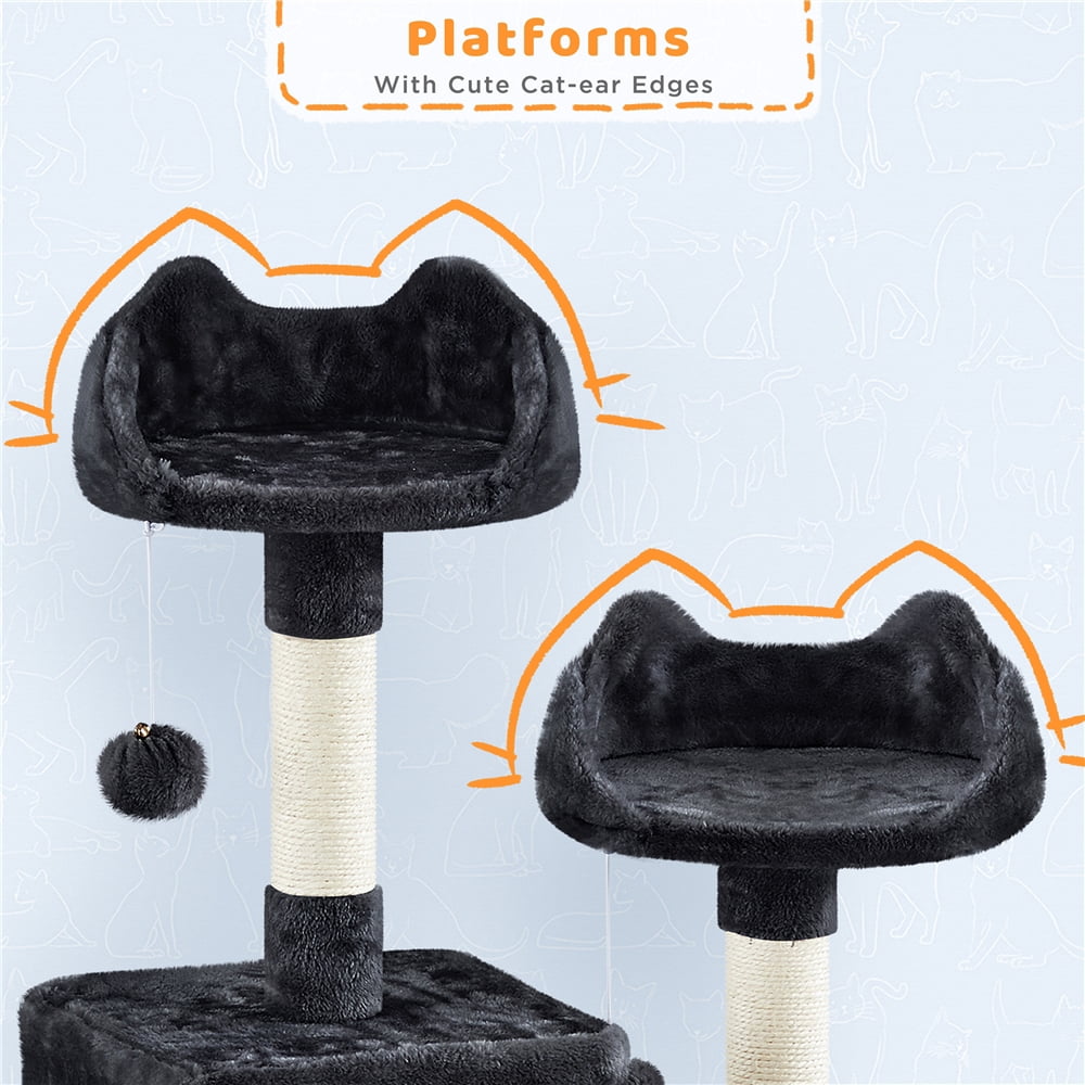 Yaheetech 82.5" H Multi Level Cat Tree with 2 Condos and Basket, Black